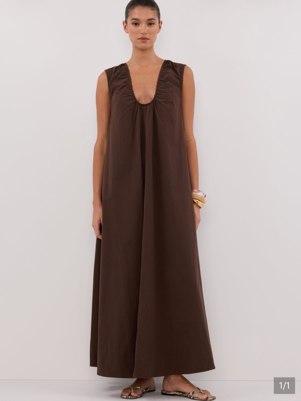 DISSH Gabby Bitter Choc Oversized Cotton Midi Dress